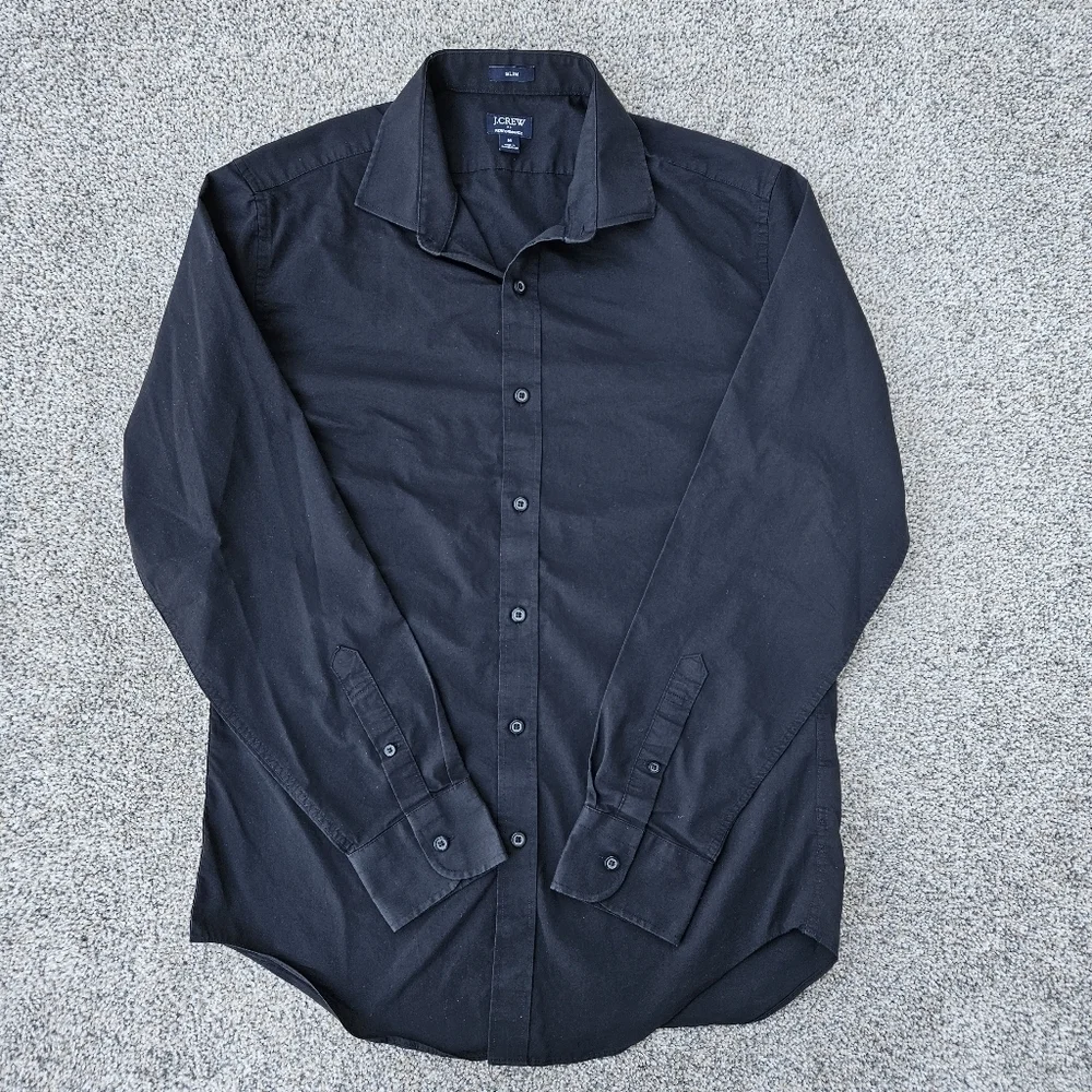 J. Crew Slim Fit Stretch Performance Black Button Down Shirt Men's Size Medium